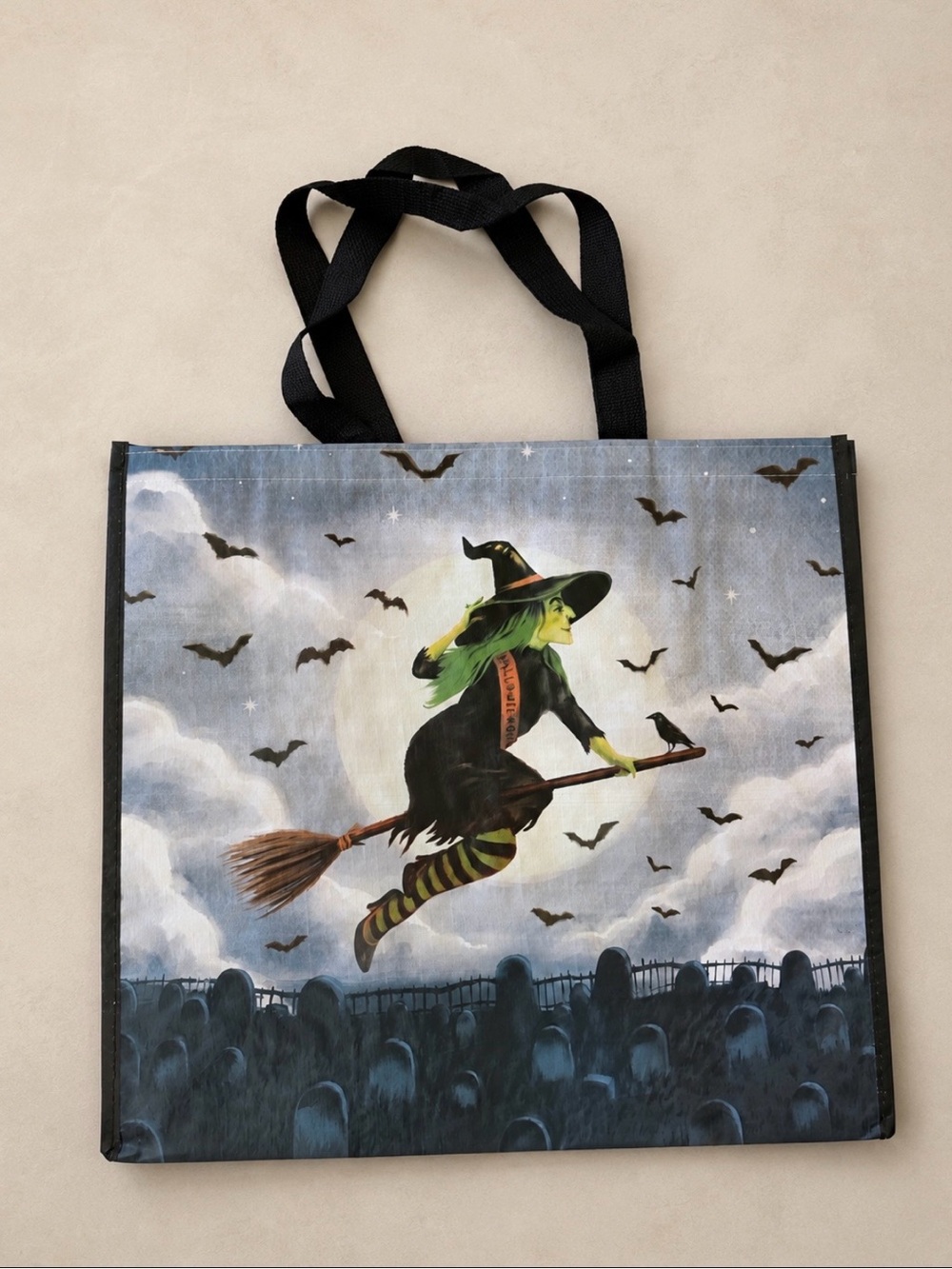 Witch print reusable tote bag
